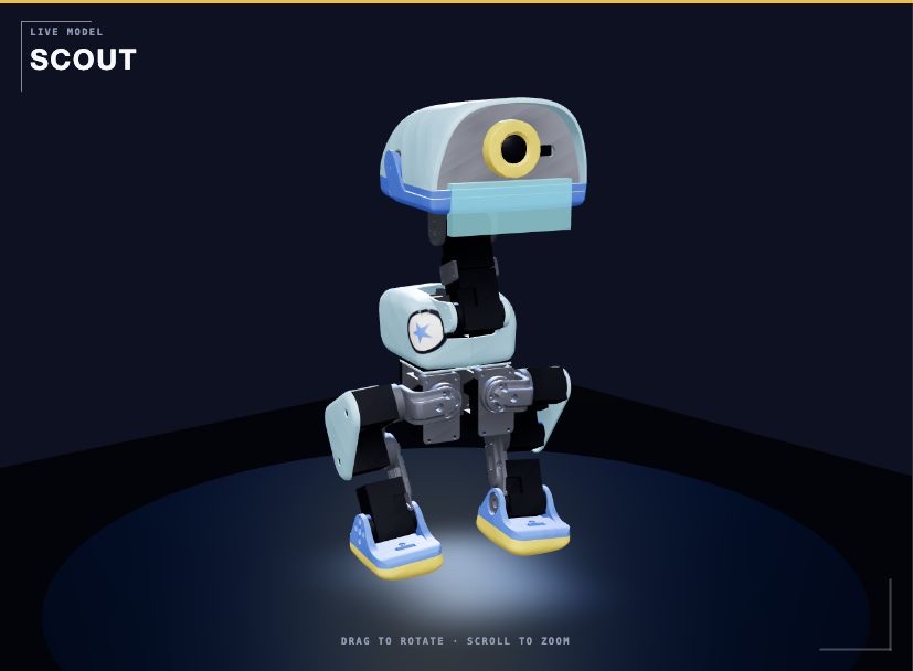 A sky MicroDuck wearing a visor, rendered in the real Duck Builder